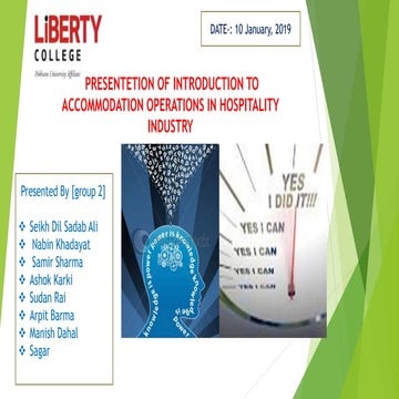 Presentation of Housekeeping and Accommodation operation Hospitality service