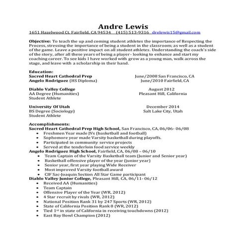 SPORTS RESUME