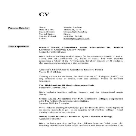 Wassim Ibrahim CV  Feb 2016
