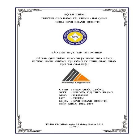  Quy Trình Giao Nhận Hàng Hóa Nhập Khẩu Bằng Đường Hàng Không Tại Công Ty TNH...