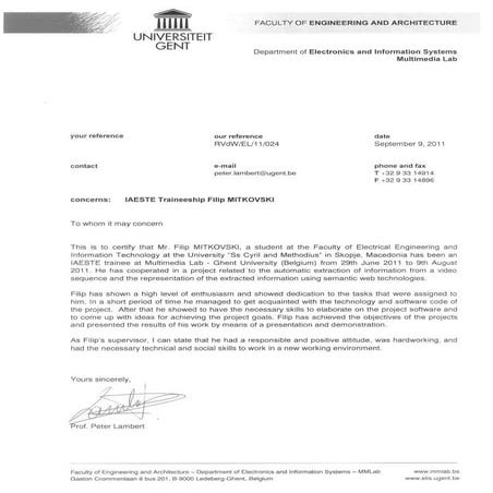 recommendation letter for Mitkovski | PDF
