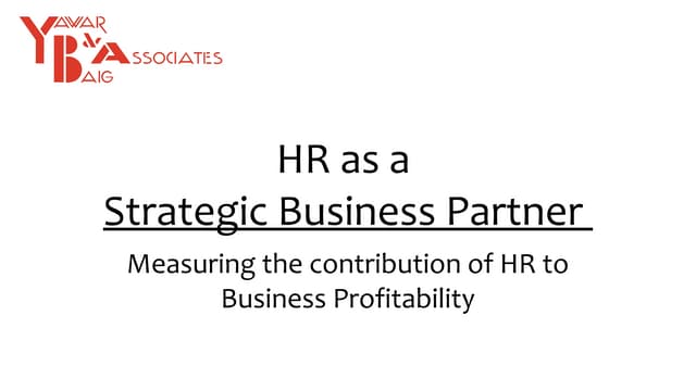HR as a strategic business partner