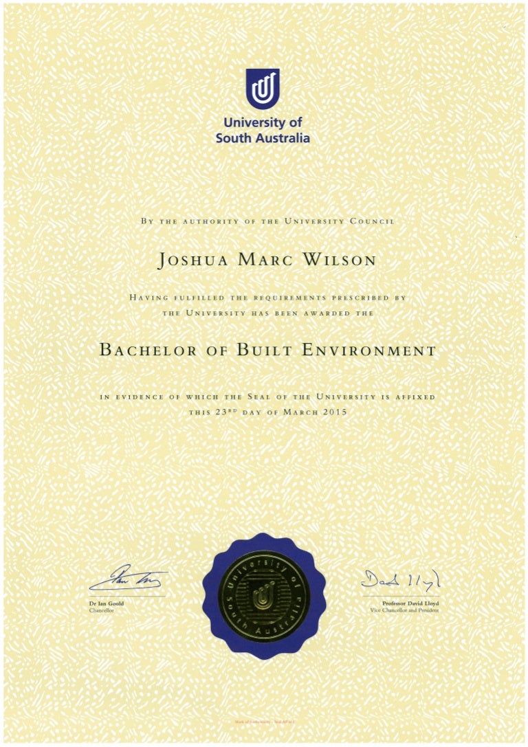 Bachelor of Built Environment Parchment