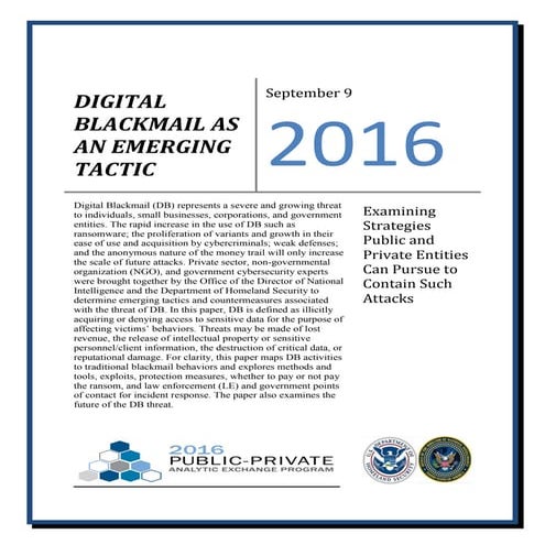 Digital Blackmail as an Emerging Tactic