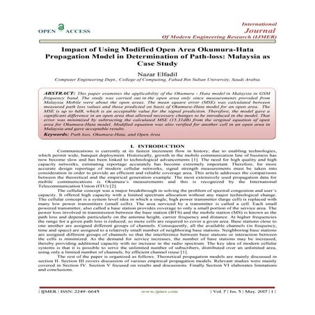 Impact of Using Modified Open Area Okumura-Hata Propagation Model in Determin...