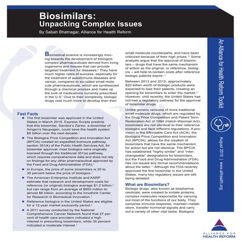 Biosimilars. Unpacking Complex Issues | PDF