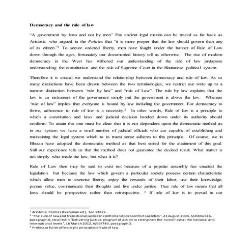 Democracy and the rule of law in Bhutan