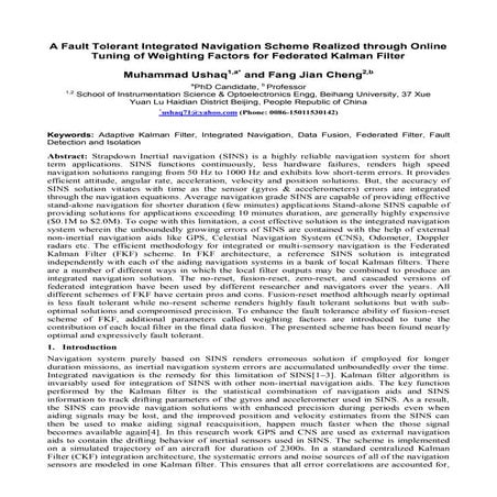 1-A Fault Tolerant Integrated Navigation Scheme Realized through Online Tunin...