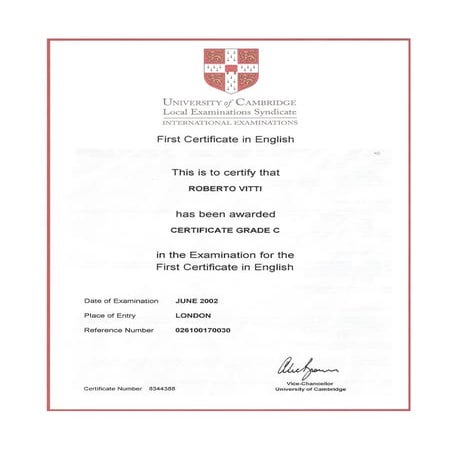 First Certificate PDF