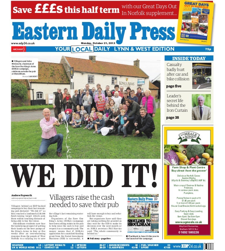 Eastern Daily Press Pages 1 and 5 211013