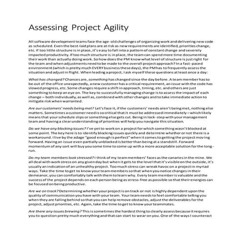 Assessing Project Agility