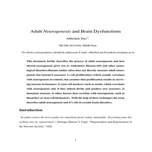 Abhishek Das_20131056_BIO334_Adult Neurogenesis_Revised