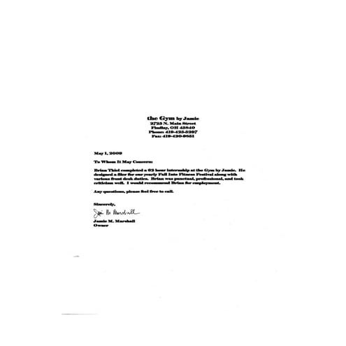 the Gym by Jamie Letter of Recommendation | PDF