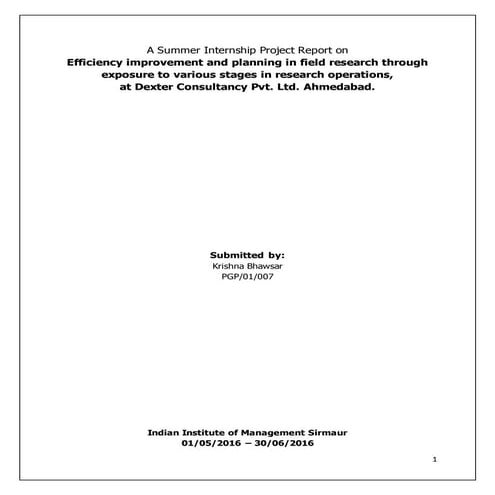 Summer internship report