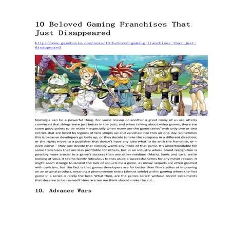 10 beloved gaming franchises that just disappeared   www.gamebasin.com