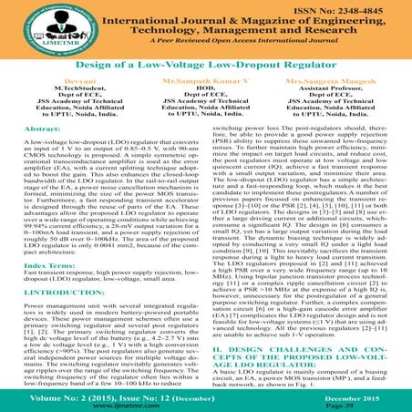 Vlsi implementation of a programmable low drop out voltage regulator | PDF