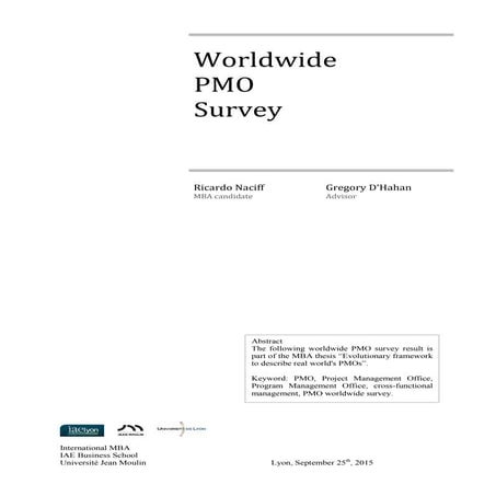 PMO Survey Global Results. Ricardo Naciff, PMP