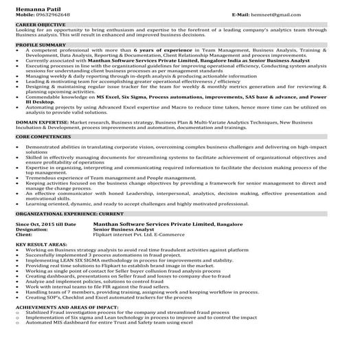 Hemanna Patil-Senior business analyst-6.2 yrs-Excel,SIX SIGMA