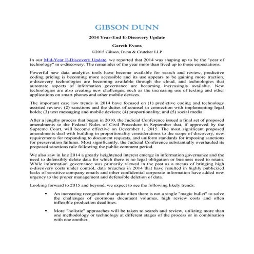 2014 Year-End E-Discovery Update
