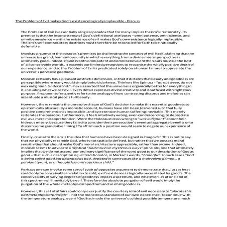 Cambridge Philosophy - Problem of Evil