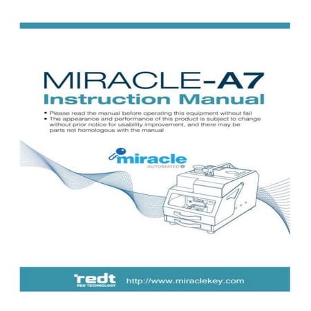 Miracle A7 key cutting machine user manual