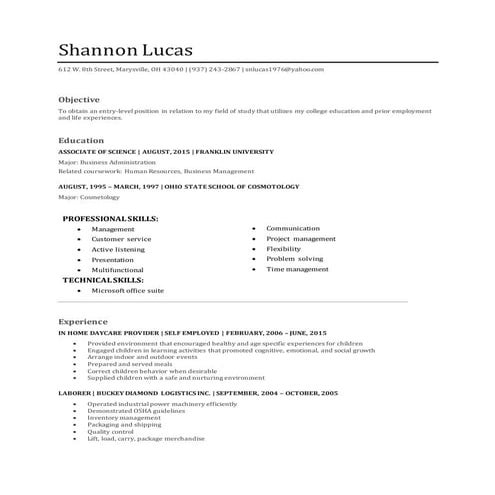 Shannon Lucas Resume | DOCX