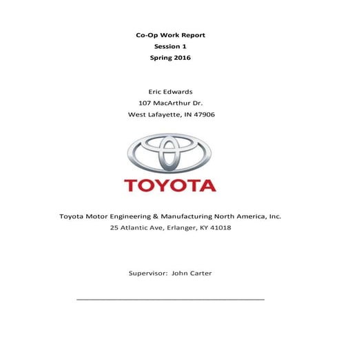 Work Report Spring 2016