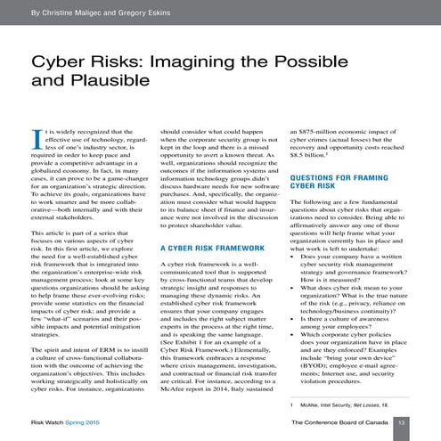 Cyber Risks - Maligec and Eskins
