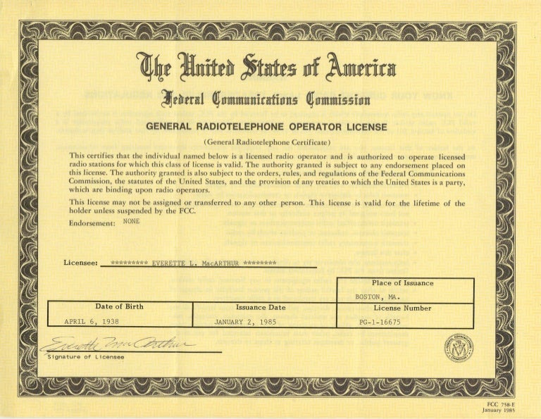 FCC LICENSE