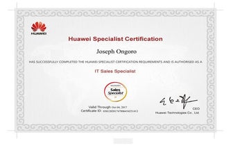 Huawei certificate Joseph Ongoro 