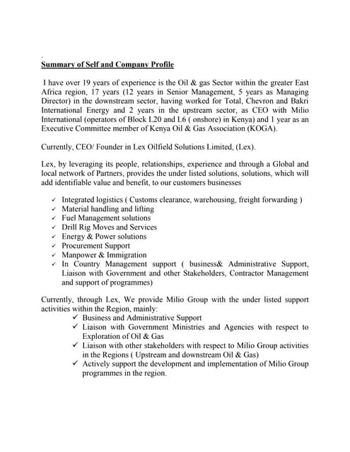Experience Profile_28th january 2015 | PDF | Business Administration ...