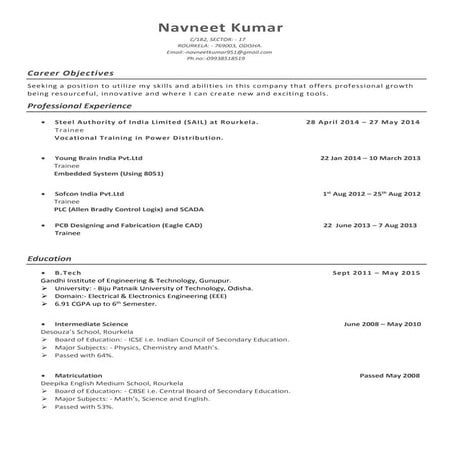 Navneet Kumar update resume