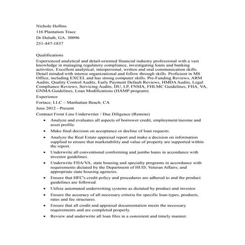 Underwriting Resume (2)