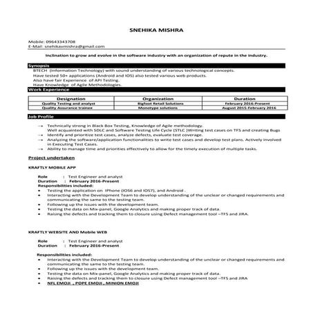 snehika resume