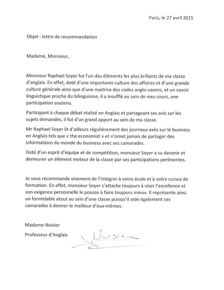 relance lettre de recommandation