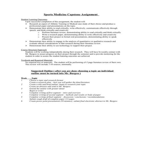 Sports Medicine Academy Capstone Assignment
