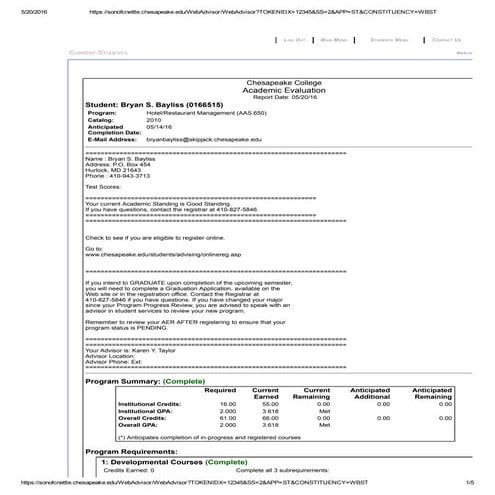 AER -- Chesapeake College -- SP 2016 -- 5-20-2016