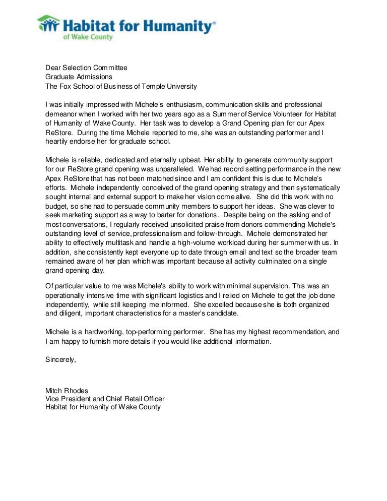 letter of recommendation michele phillips outstanding letter of recommendation