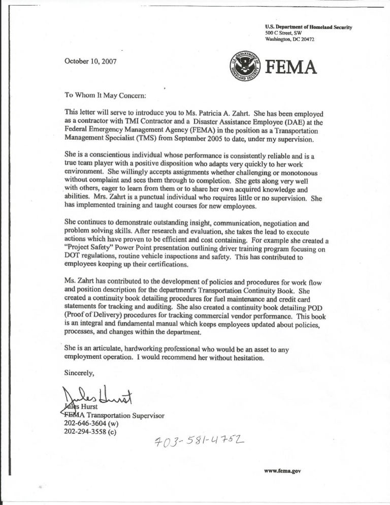 Hurst FEMA Letter Of Recommendation hurst-fema-letter-of-recommendation