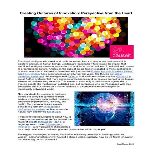 Creating Cultures of Innovation 2015