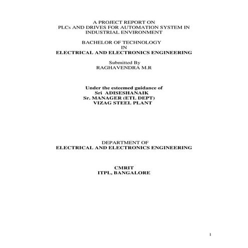 Project report - Industrial applications of PLCs and Drives