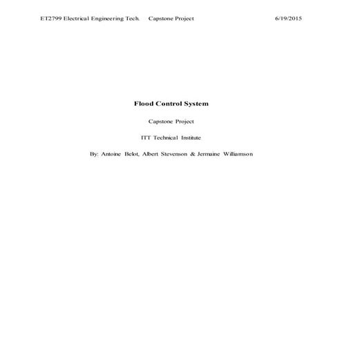 Flood Control SystemCapstone Project-First Proposal