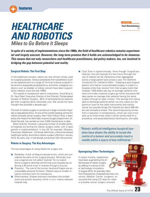 Healthcare and Robotics