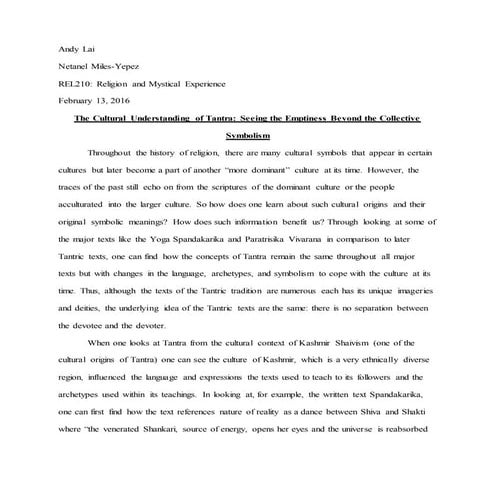 The Cultural Understanding of Tantra