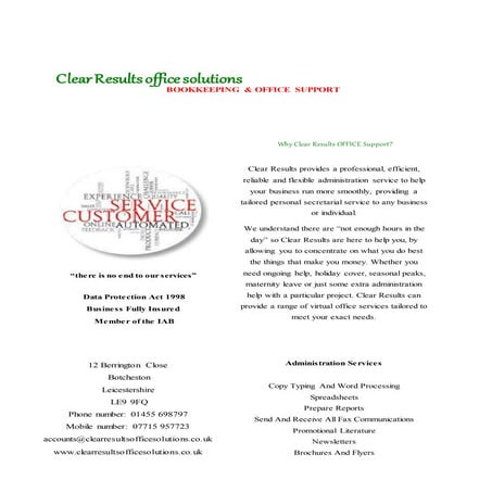 Clear Results Office Adminstration Support