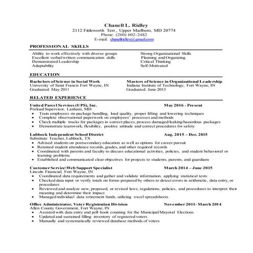 Org. Leadership Resume