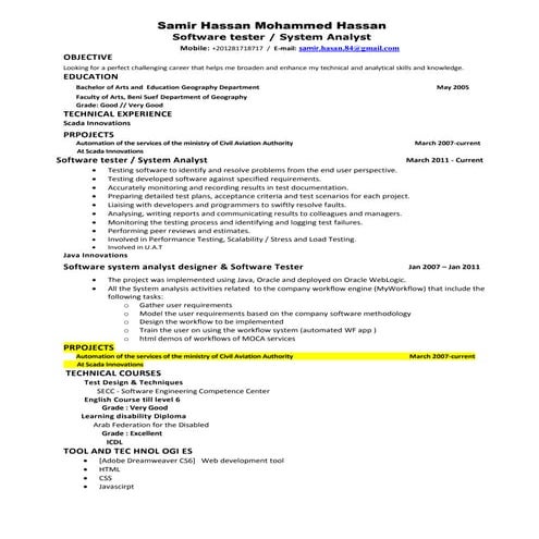 samir hassan CV Tester