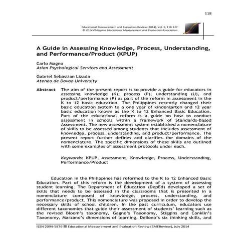 Guidelines in Assessing Knowledge, Process, Understanding, and Performance/Pr...