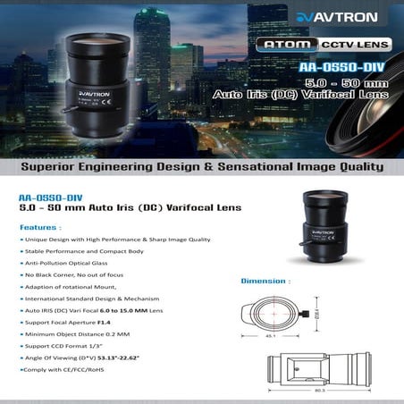 Avtron IR Dome CCTV Camera Aa 4535 p-fsr2-datasheet | PDF
