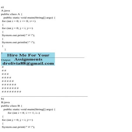 a)A.javapublic class A { public static void main(String[] ar.pdf